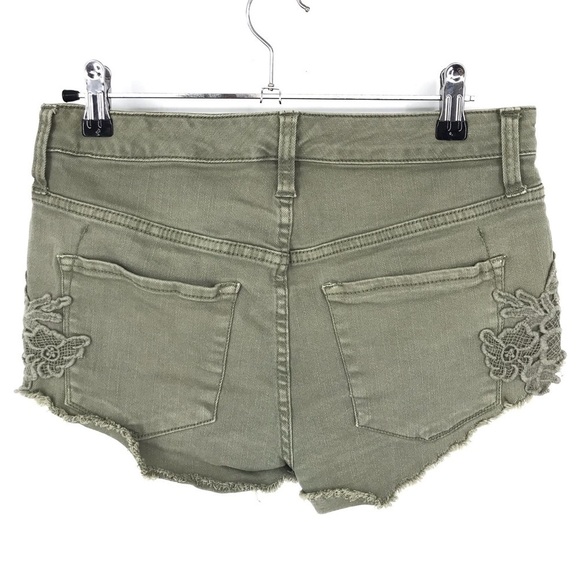 Massimo Button Fly Cutoff Green Shorts w/ Lace Size 4/27 - Picture 2 of 7